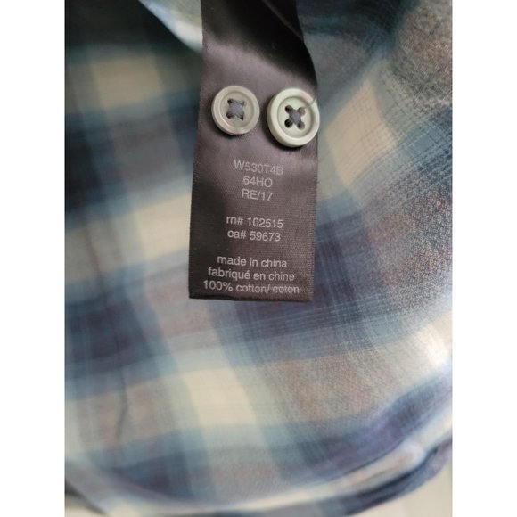 John Varvatos blue Plaid Button Down shirt Casual size XL designer long sleeve - Picture 10 of 10